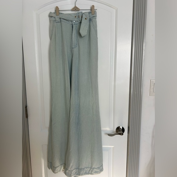 Show Me Your Mumu Lasso Anchor Chambray Wide Leg Pants  size 26 NWT - Picture 4 of 15